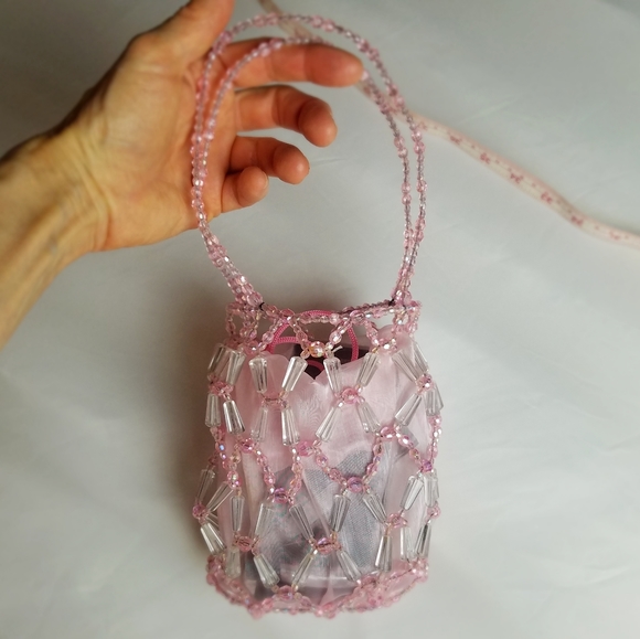 Beaded Basket Bag Purse with silky interior bag - Picture 2 of 6